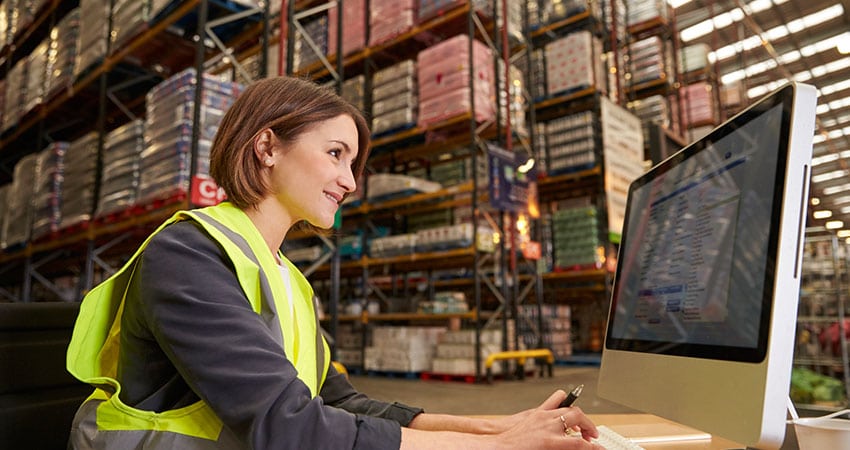 inventory management woman at her WMS