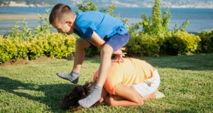 kids playing leapfrog