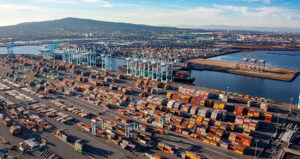 West Coast ports LA aerial view feature