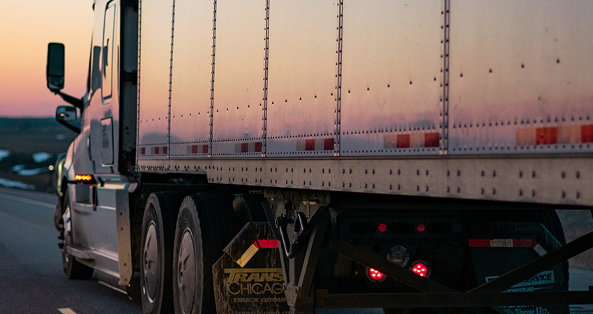 LTL semi truck on highway feature