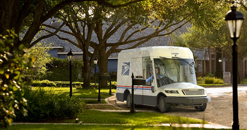 USPS EV cruising suburbia feature